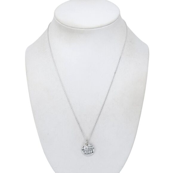 Vintage Sterling Silver 925 Cubic Zirconia Friendship Love Charm Necklace 18" - Picture 1 of 4